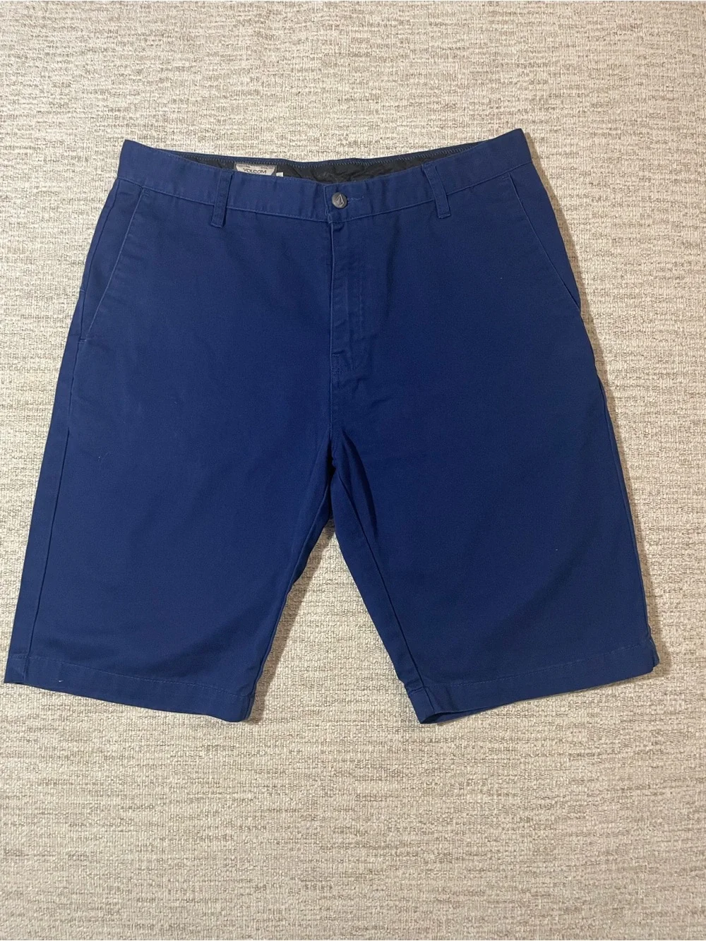 Volcom V-Monty Shorts Men's 32 Navy Blue Flat Front Cotton Blend Casual